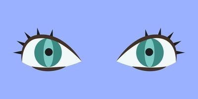 Turquoise eyes in flat style. Beautiful part of human body. vector