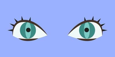 Turquoise eyes in flat style. Beautiful part of human body. vector