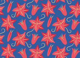 Seamless pattern with lilies. Beautiful nature texture in flat style. vector