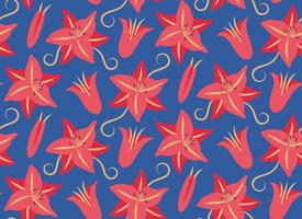 Seamless pattern with lilies. Beautiful nature texture in flat style. vector