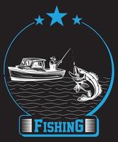 diseño de camiseta de pesca vector