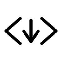 Code download icon line isolated on white background. Black flat thin icon on modern outline style. Linear symbol and editable stroke. Simple and pixel perfect stroke vector illustration.