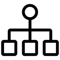 línea de icono de diagrama de organización aislada sobre fondo blanco. icono negro plano y delgado en el estilo de contorno moderno. símbolo lineal y trazo editable. ilustración de vector de trazo simple y perfecto de píxeles.