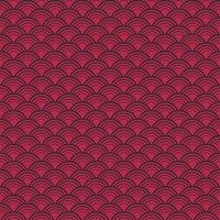 Red and black fish scales pattern. Seamless background. Trend color of the year 2023 Viva Magenta. Design texture elements for banners, covers, posters, backdrops, walls. Vector illustration.