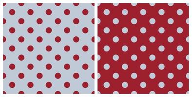 Seamless polka dot pattern background. Trend color of the year 2023 Viva Magenta. Design texture elements for fabric, tile, banner, template, card, cover, poster, backdrop, wall. Vector illustration.