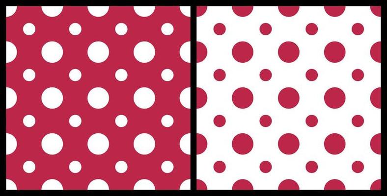Trend color of the year 2023 Viva Magenta. Seamless polka dot pattern background. Design texture elements for fabric, tile, banner, template, card, cover, poster, backdrop, wall. Vector illustration.