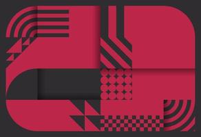 Bauhaus style geometric pattern background. Trend color of the year 2023 viva magenta and black. Design texture elements for banners, covers, posters, backdrops, walls. Vector illustration.