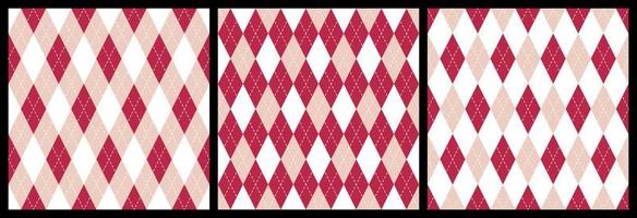 Seamless argyle pattern background. Trend color of the year 2023 Viva Magenta. Design texture elements for fabric, tile, banner, template, card, cover, poster, backdrop, wall. Vector illustration.