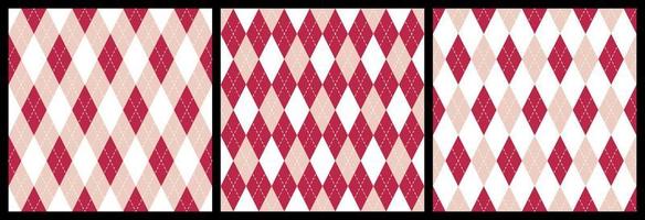 Seamless argyle pattern background. Trend color of the year 2023 Viva Magenta. Design texture elements for fabric, tile, banner, template, card, cover, poster, backdrop, wall. Vector illustration.