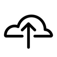 Cloud upload icon line isolated on white background. Black flat thin icon on modern outline style. Linear symbol and editable stroke. Simple and pixel perfect stroke vector illustration.