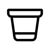 Flower pot icon line isolated on white background. Black flat thin icon on modern outline style. Linear symbol and editable stroke. Simple and pixel perfect stroke vector illustration