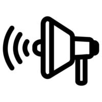 Marketing megaphone icon line isolated on white background. Black flat thin icon on modern outline style. Linear symbol and editable stroke. Simple and pixel perfect stroke vector illustration.