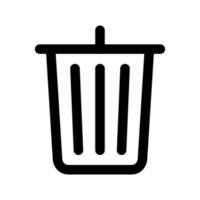 Trash icon line isolated on white background. Black flat thin icon on modern outline style. Linear symbol and editable stroke. Simple and pixel perfect stroke vector illustration