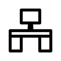 Work table icon line isolated on white background. Black flat thin icon on modern outline style. Linear symbol and editable stroke. Simple and pixel perfect stroke vector illustration