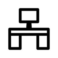 línea de icono de mesa de trabajo aislada sobre fondo blanco. icono negro plano y delgado en el estilo de contorno moderno. símbolo lineal y trazo editable. ilustración de vector de trazo simple y perfecto de píxeles