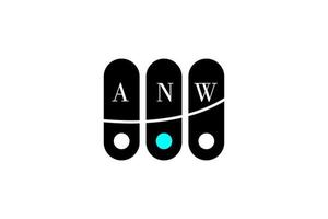 diseño de logotipo de letra y alfabeto anw vector