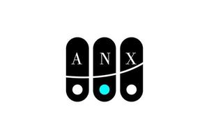 diseño de logotipo de letra y alfabeto anx vector