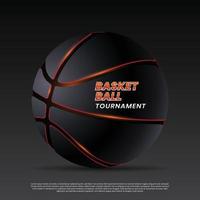 Tournament advertising banner poster with basketball vector