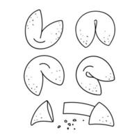 Sketch style fortune cookie set. Vector illustration