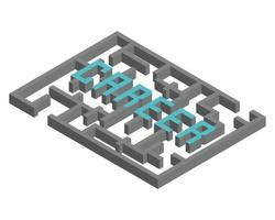 isometric maze concept of finding your right career path vector