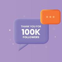 100k followers vector art on realistic speech bubble button