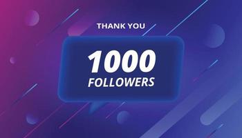 1000 followers vector art with blue button on blue abstract background