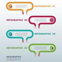 vector de plantilla de infografía de cuatro opciones con lápiz curvo