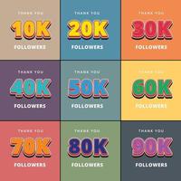 Set of different color followers text effect vector art