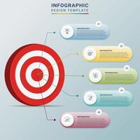 cinco pasos para su objetivo, vector de plantilla de infografía para negocios