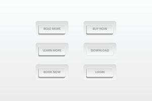 Set of ui buttons. white soft ui button with shadow vector