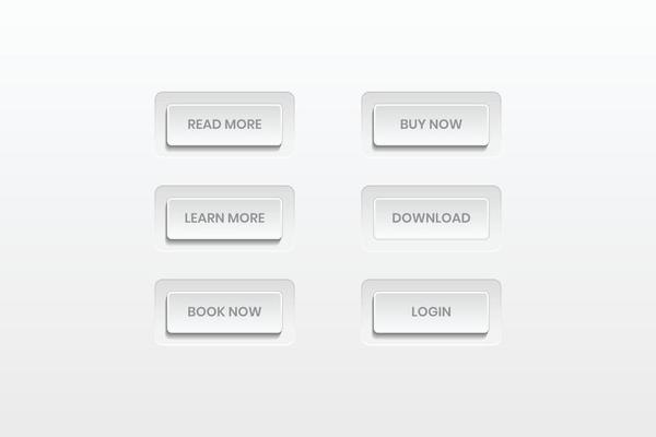 Set of ui buttons. white soft ui button with shadow