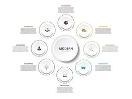 Infographic template vector with round circle button