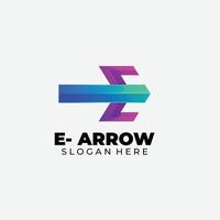 letter e arrow logo colorful design illustration template vector