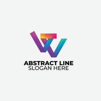 letter w design art line color icon vector