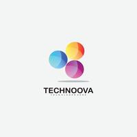 round tech logo icon gradient color template vector