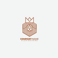 lion crown design art logo symbol vector
