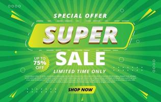 Super sale promotion banner design with editable text effect on retro background vector