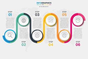 Creative zigzag line infographics template vector with world map