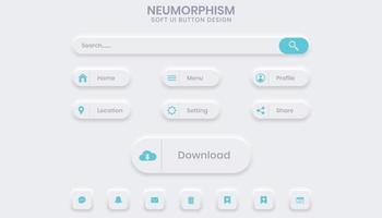 Neumorphism soft ui buttons set design template vector