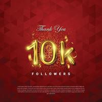 Thank you followers vector template with 10k golden sign for social media