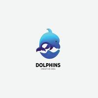 dolphin logo gradient design illustration vector