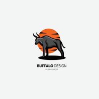 ilustración de plantilla de logotipo de mascota de diseño de búfalo vector