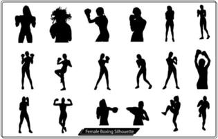 ilustración vectorial de la silueta de la mujer boxeadora en negro vector