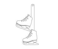 patines para patinar, dibujado a mano, línea mono continua, arte de una línea vector