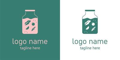 vegetables in a jar logo design vector