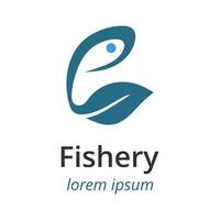 ilustración de diseño de logotipo de pesca para empresa pesquera vector