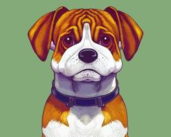 portrait of a french bulldog in a collar on a green background. flat vector illustration.