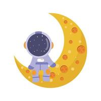 ilustración vectorial gráfico astronauta niño está sentado en la luna vector