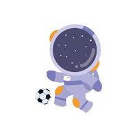 illustration vector graphic little astronaut playing soccer