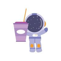 ilustración gráfico vectorial pequeño astronauta bebida chocolate helado vector